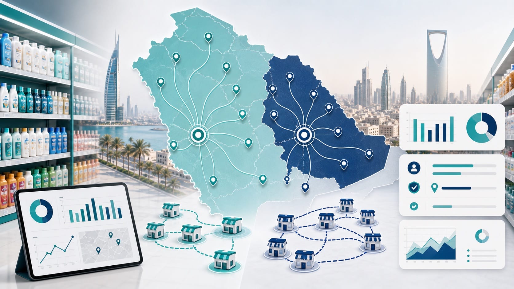 Saudi retail merchandising route planning across Jeddah and Riyadh store clusters
