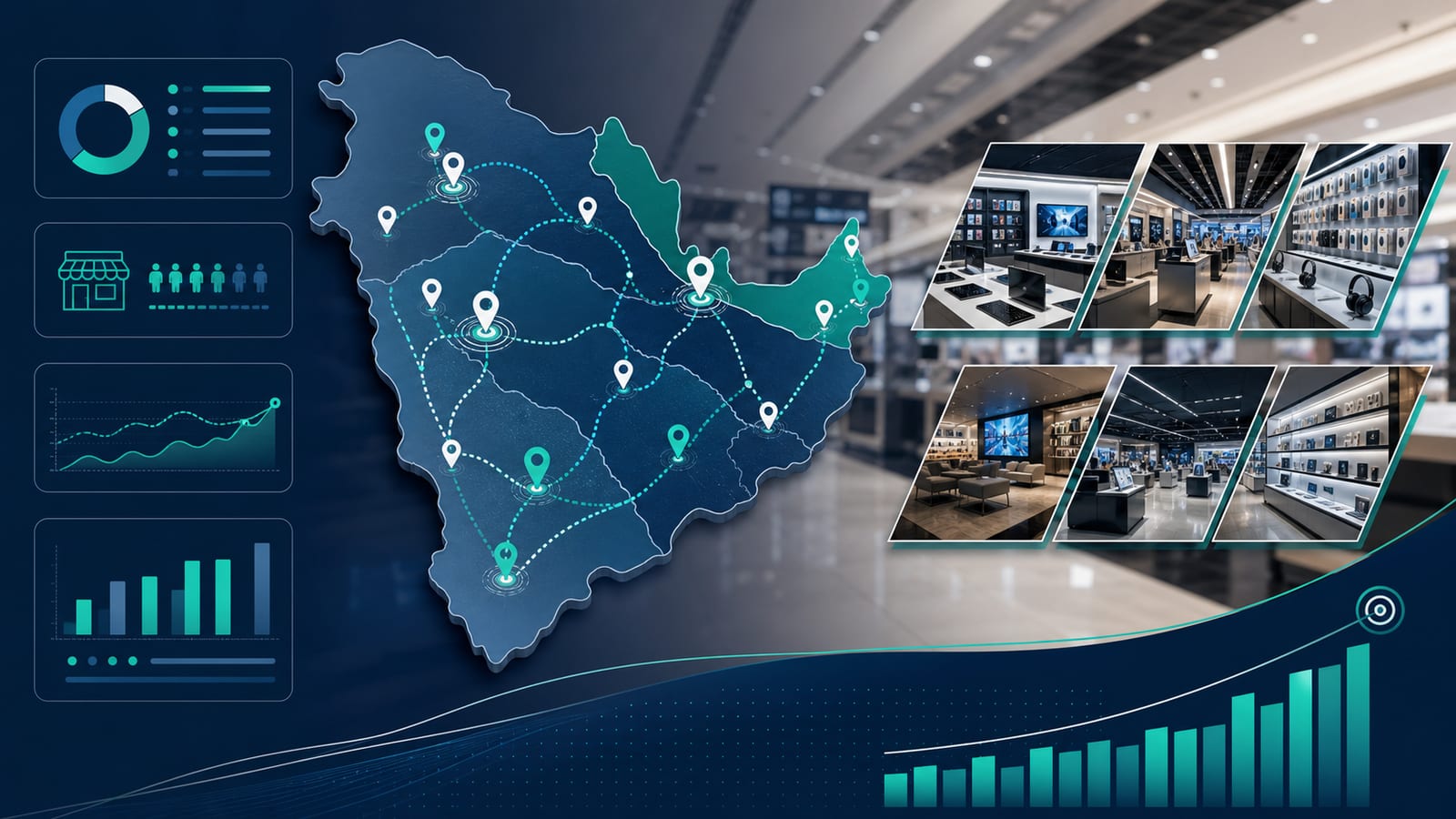 Store coverage map and retail layout dashboard for UAE and Saudi Arabia field execution