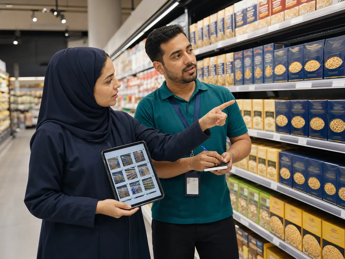 Supervisor reviewing store evidence and closing a shelf execution issue
